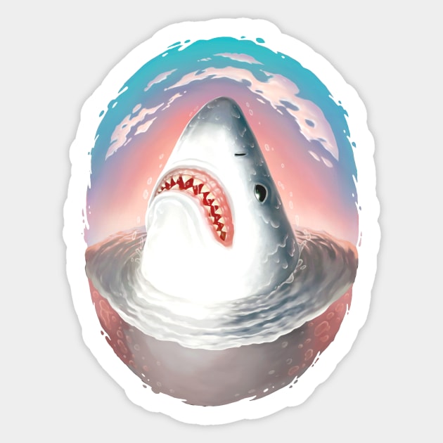 Sunset Shark Sticker by Villainmazk